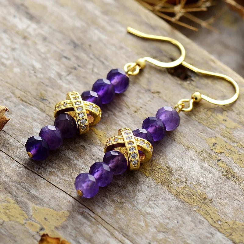 Orecchini Pendenti in Ametista e Amazzonite “Energia Vibrante”