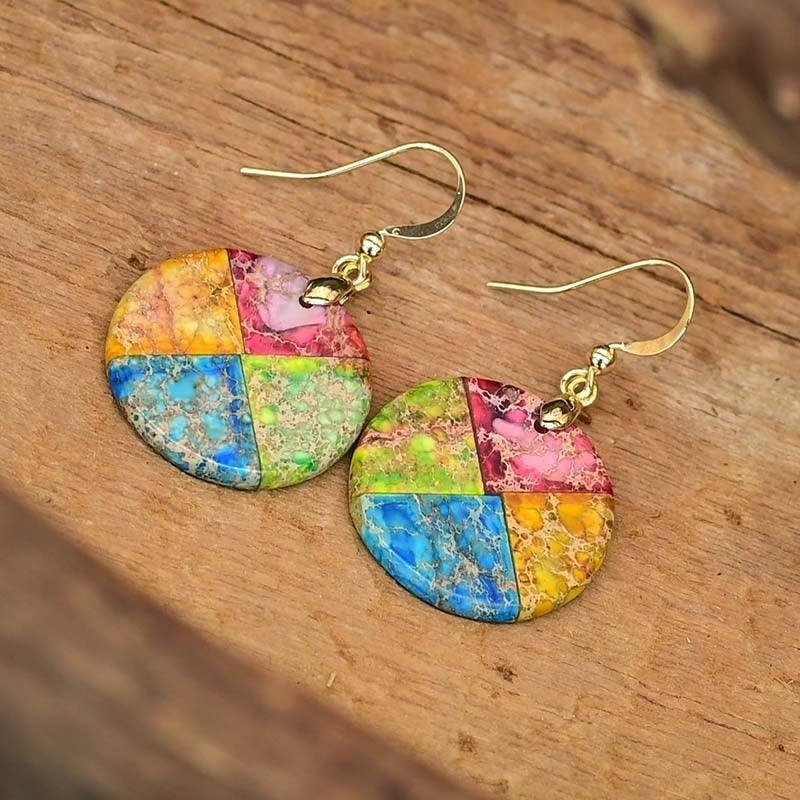 Orecchini "Eleganza Regale" in Diaspro a Quattro Riquadri