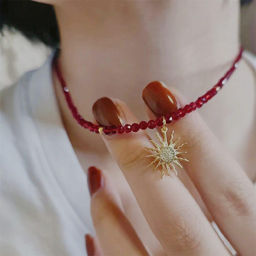 Collana "Essenza dell'Anima Profonda" con Pietre di Spinello Rosso