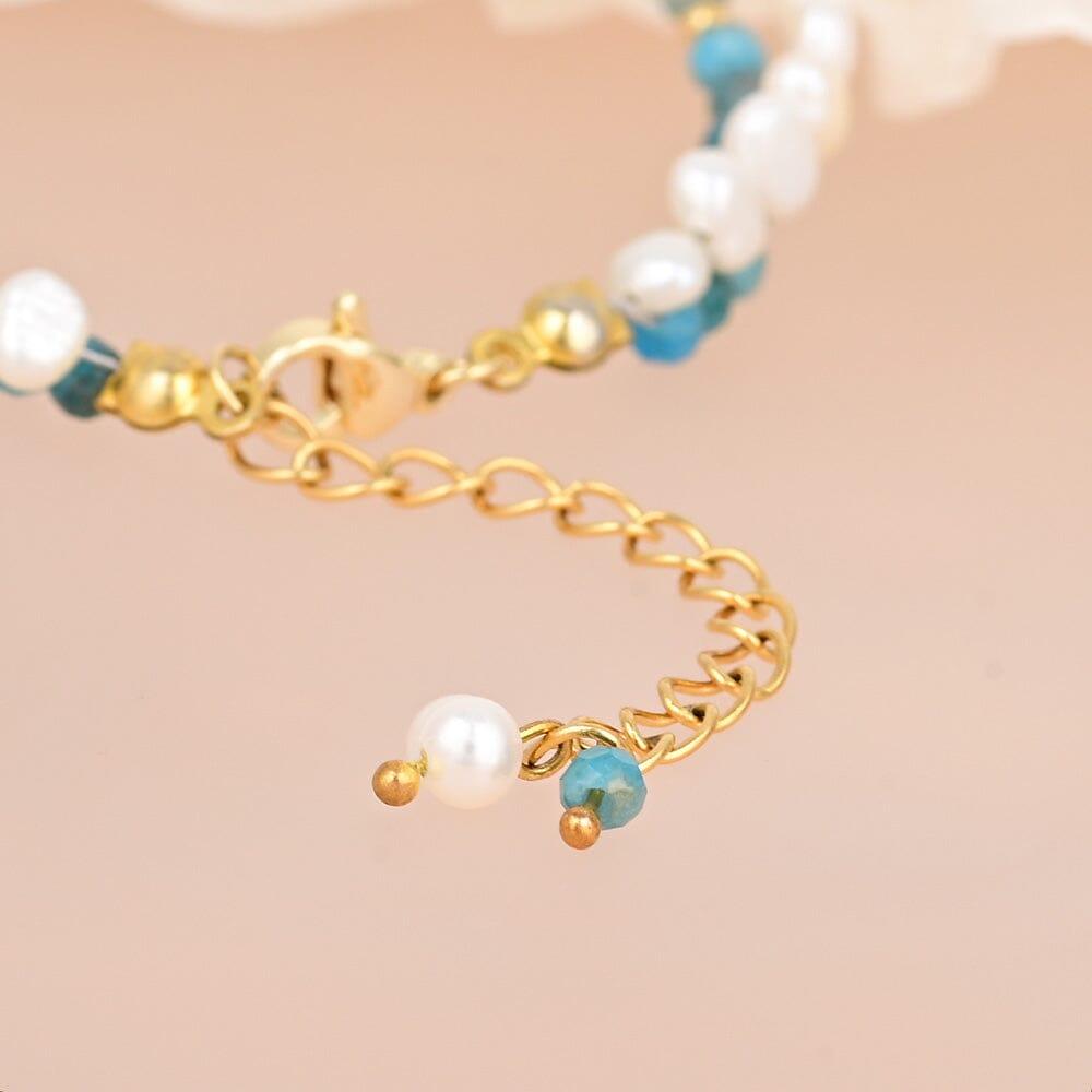 Bracciale “Scudo Sottile” con Perle, Apatite e Agata Nera