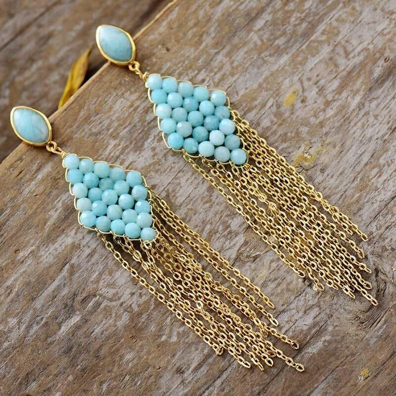 Orecchini a Lampadario in Pietra Naturale "Stelle Cadenti"