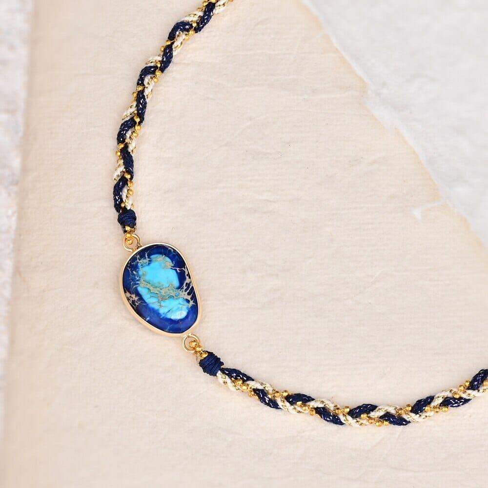 Collana Intrecciata di Diaspro "Benedizione Blu"