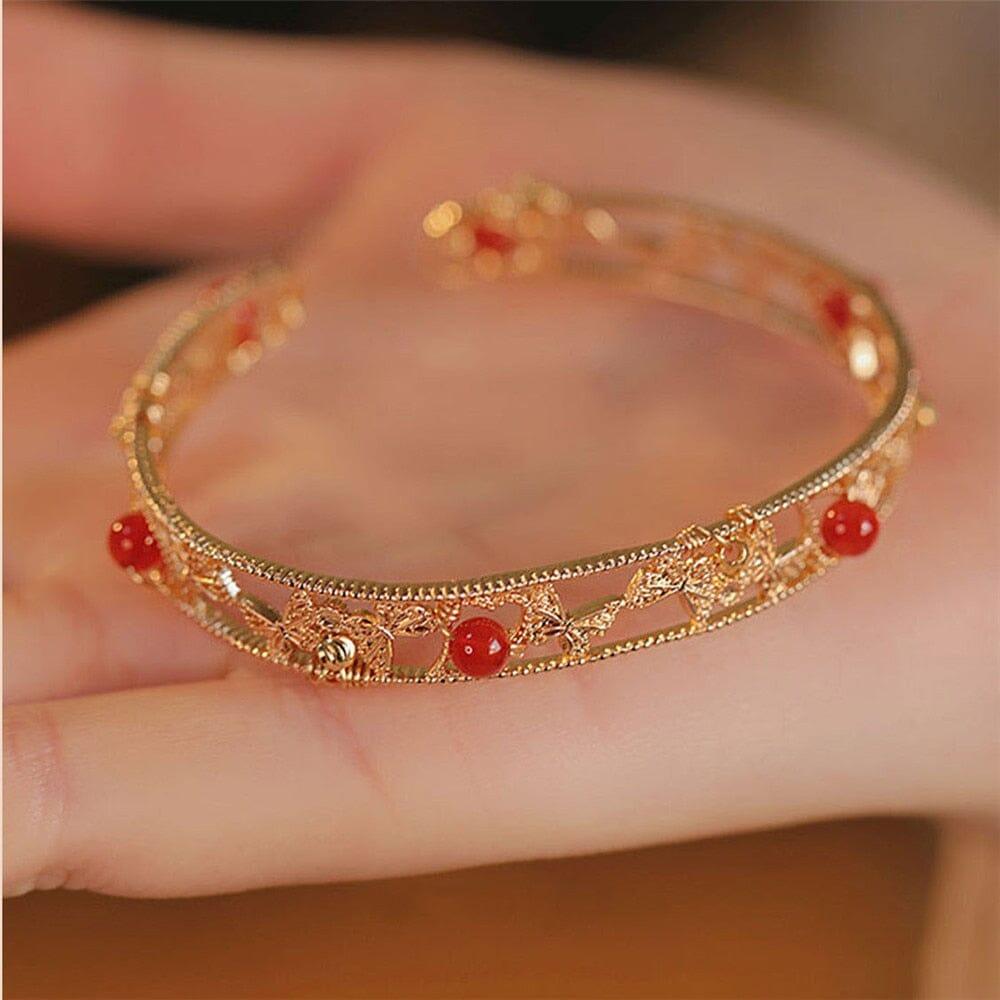 Bracciale "Rinascita Allegra" a Farfalla in Agata Rossa