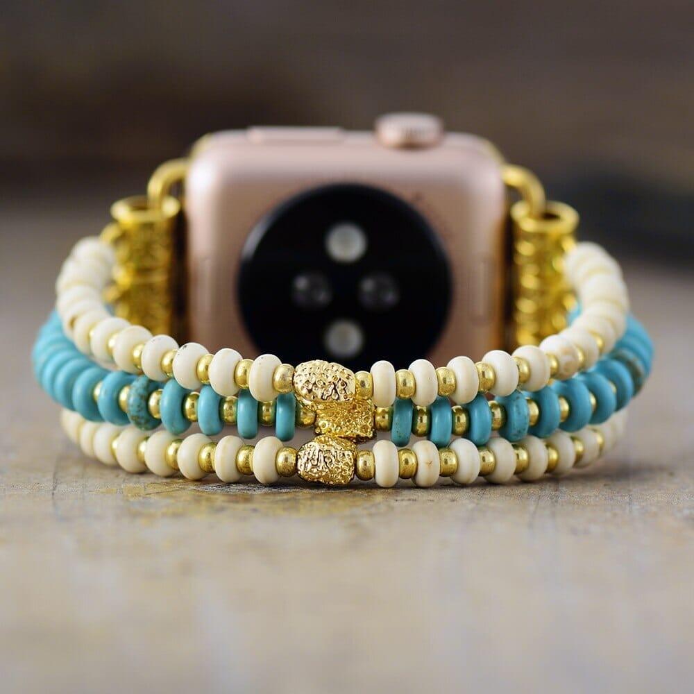 Cinturino per Smartwatch in Turchese e Howlite "Soglia della Tranquillità"