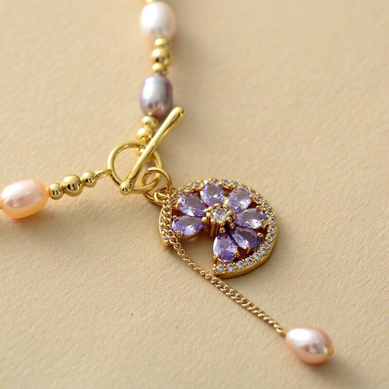 Collana "Incanto Sottile" di Perle e Zirconi Viola