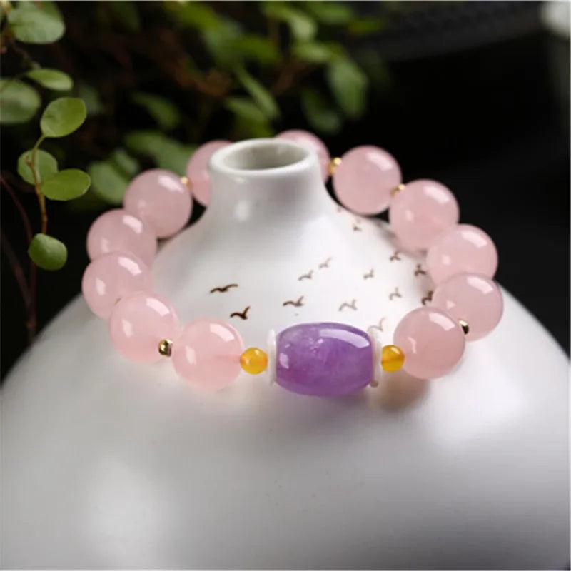 Bracciale di Quarzo Rosa e Ametista “Essenza Divina”