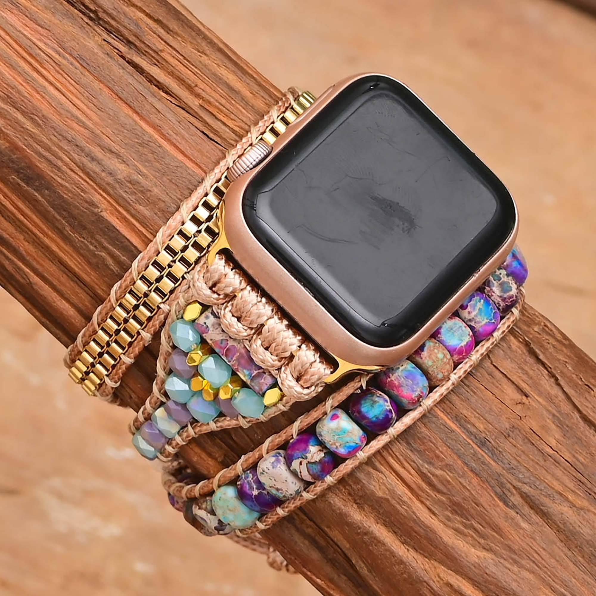 Cinturino per Apple Watch in Agata ed Ematite "Energia Positiva"