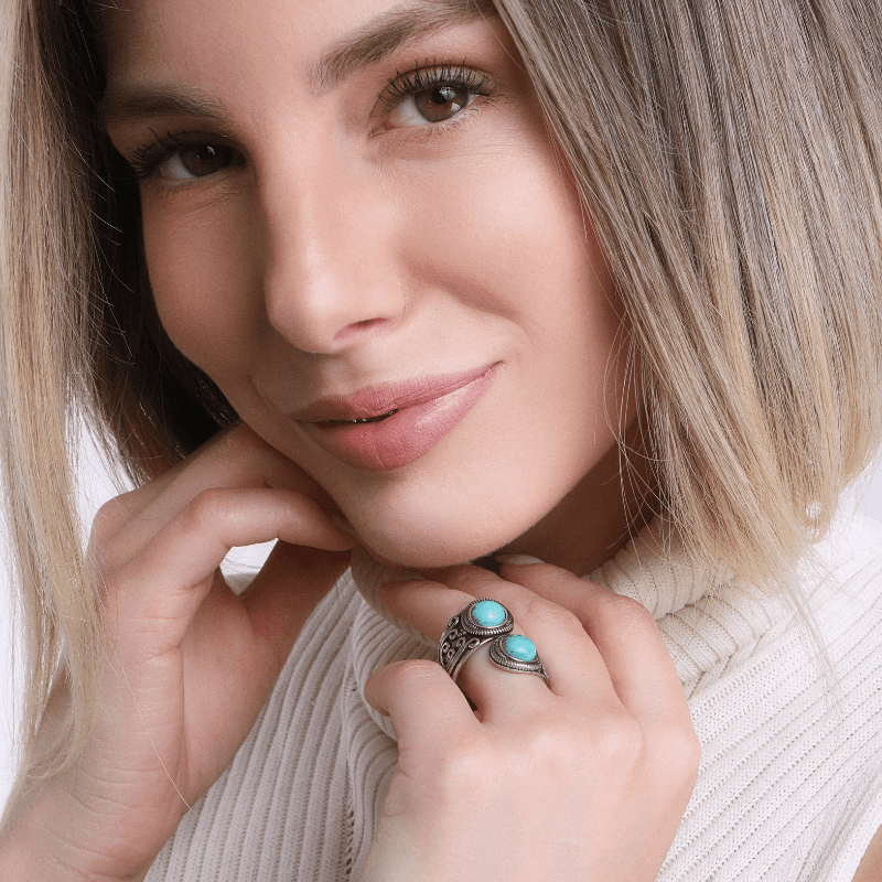 Anello Bohemien con Gemme Gemelle