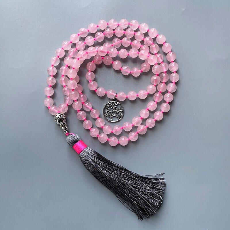 Collana Mala "Albero della Vita" in Quarzo Rosa