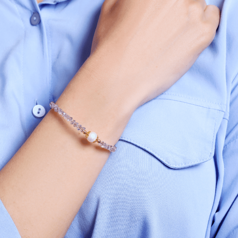 Bracciale "Tranquillità Celestiale" con Ametista e Perle