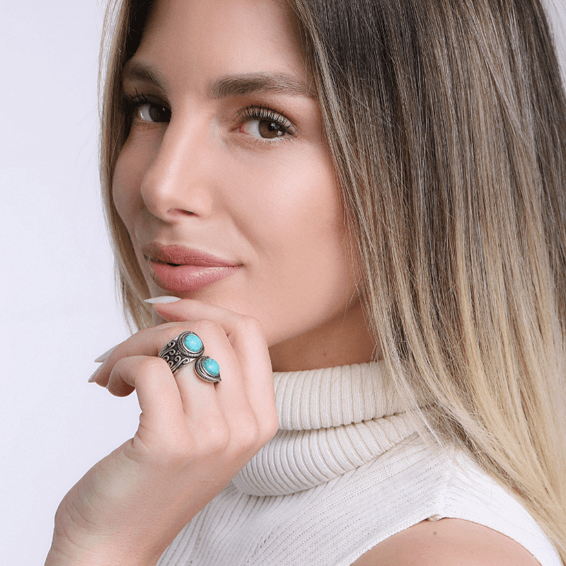 Anello Bohemien con Gemme Gemelle