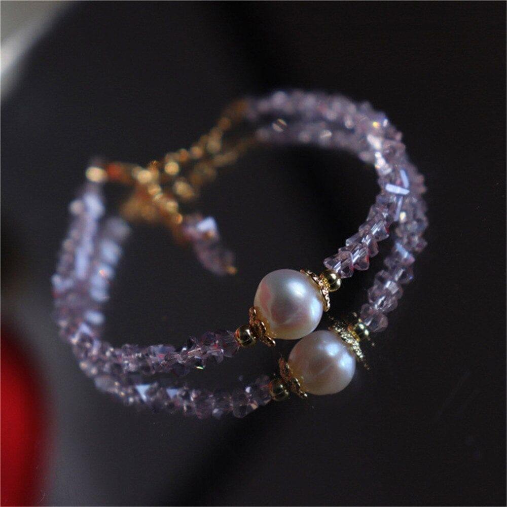 Bracciale "Tranquillità Celestiale" con Ametista e Perle