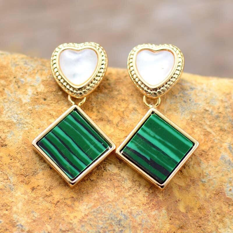 Orecchini "Cuore Ribelle" in Malachite