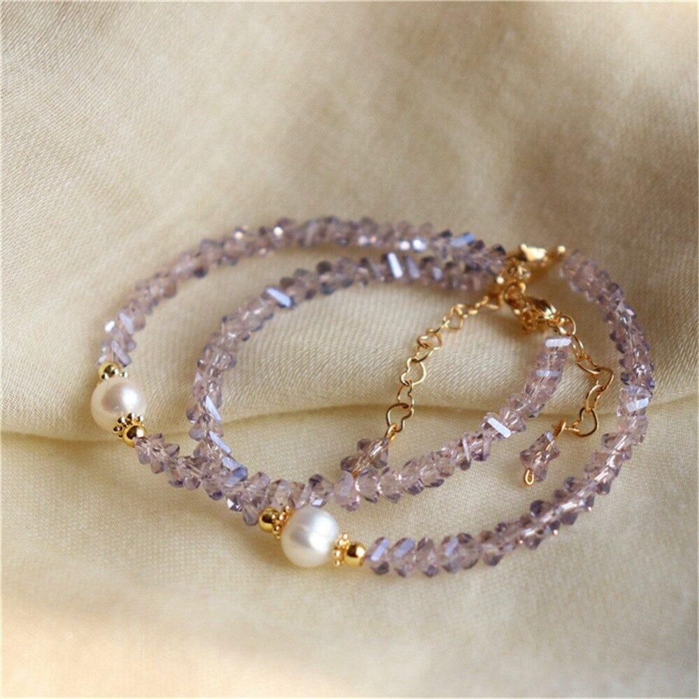 Bracciale "Tranquillità Celestiale" con Ametista e Perle