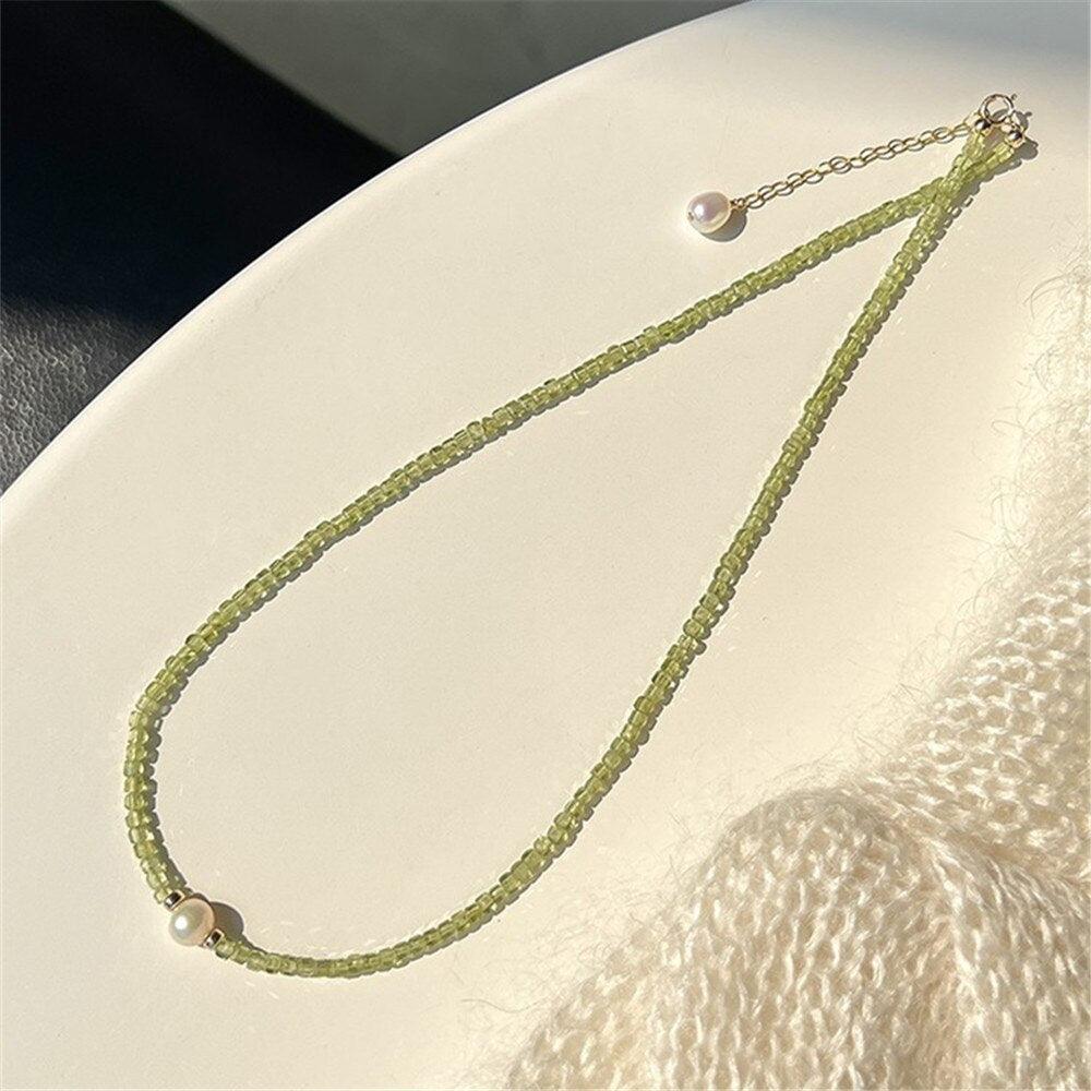 Collana "Guaritore Elegante" con Perla e Peridoto