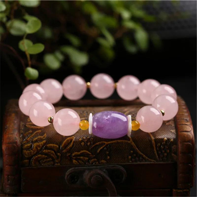 Bracciale di Quarzo Rosa e Ametista “Essenza Divina”