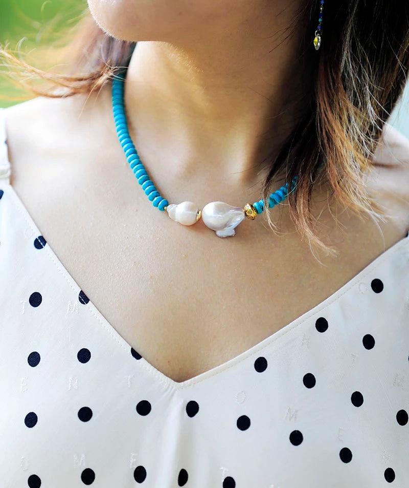 Collana "Bacio del Mare" con Turchese e Perla