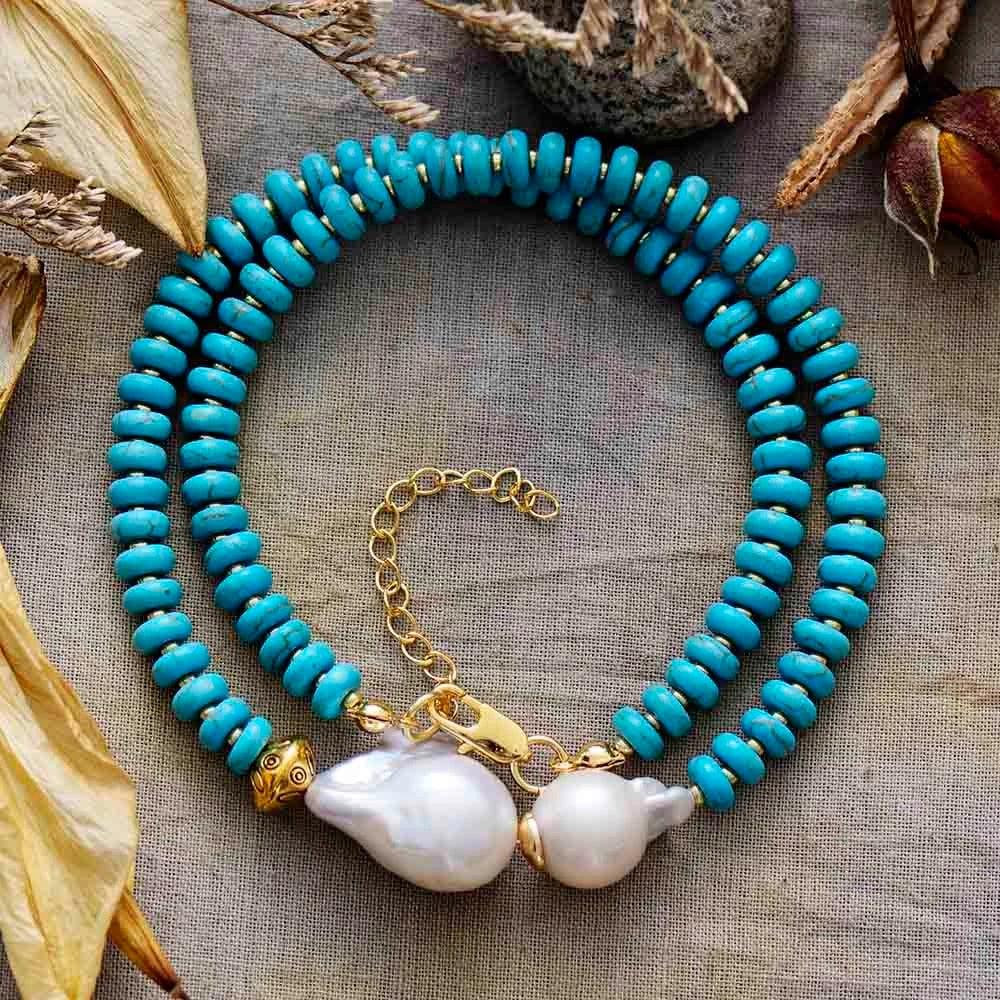 Collana "Bacio del Mare" con Turchese e Perla