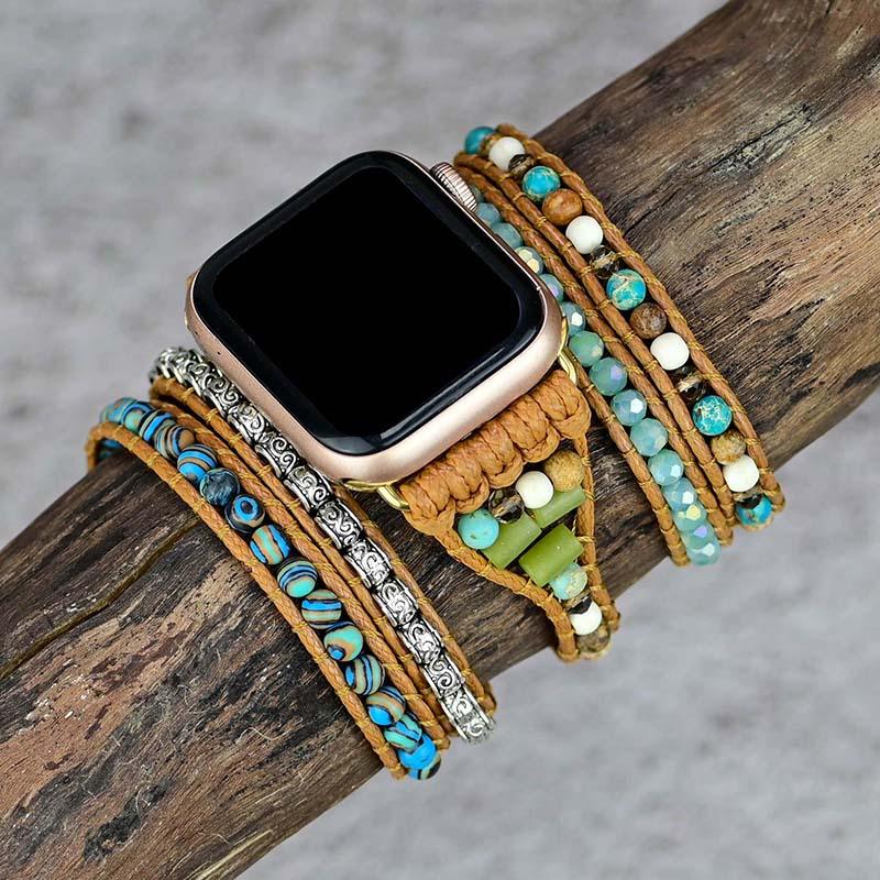 Cinturino per Apple Watch "Onde Marine" con Pietre Naturali