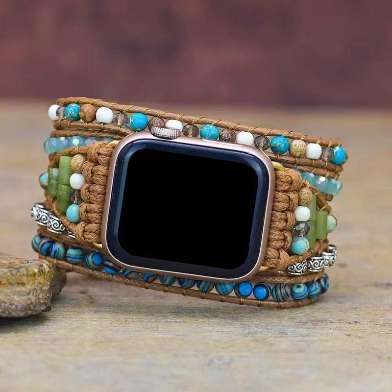 Cinturino per Apple Watch "Onde Marine" con Pietre Naturali