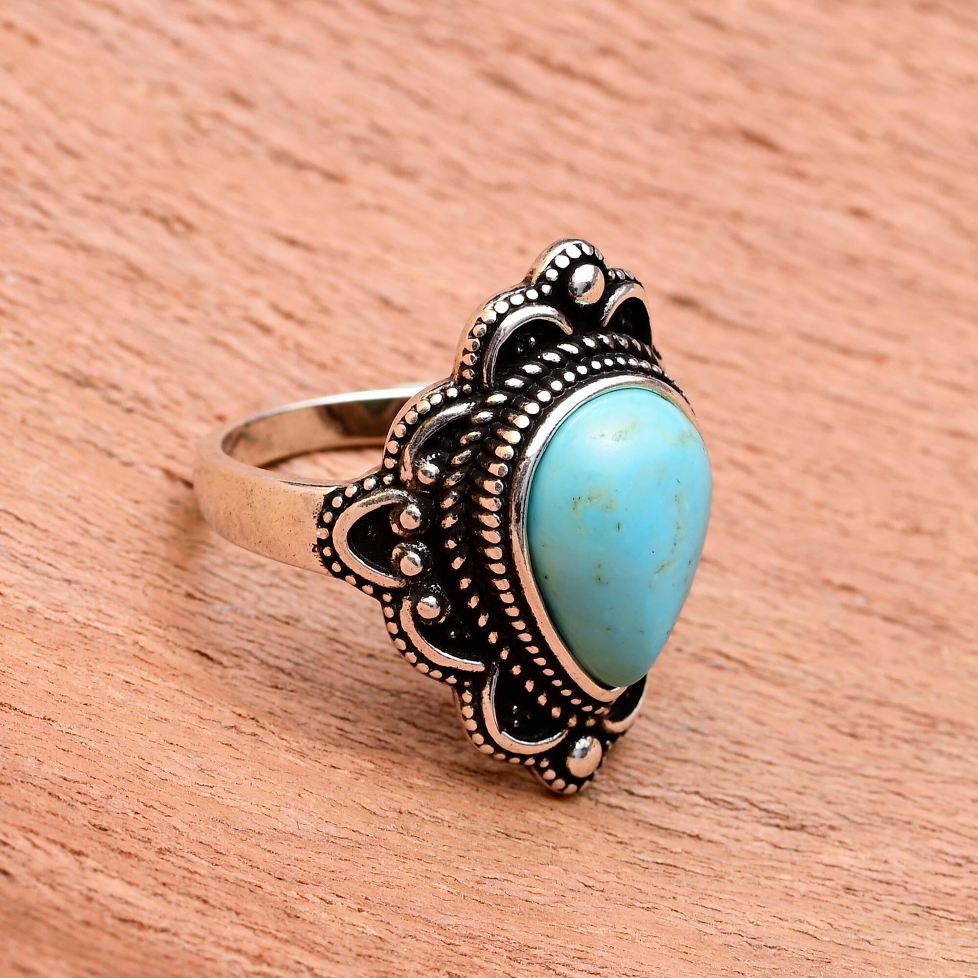 Anello "Floria" Boho Dichiarativo con Turchese