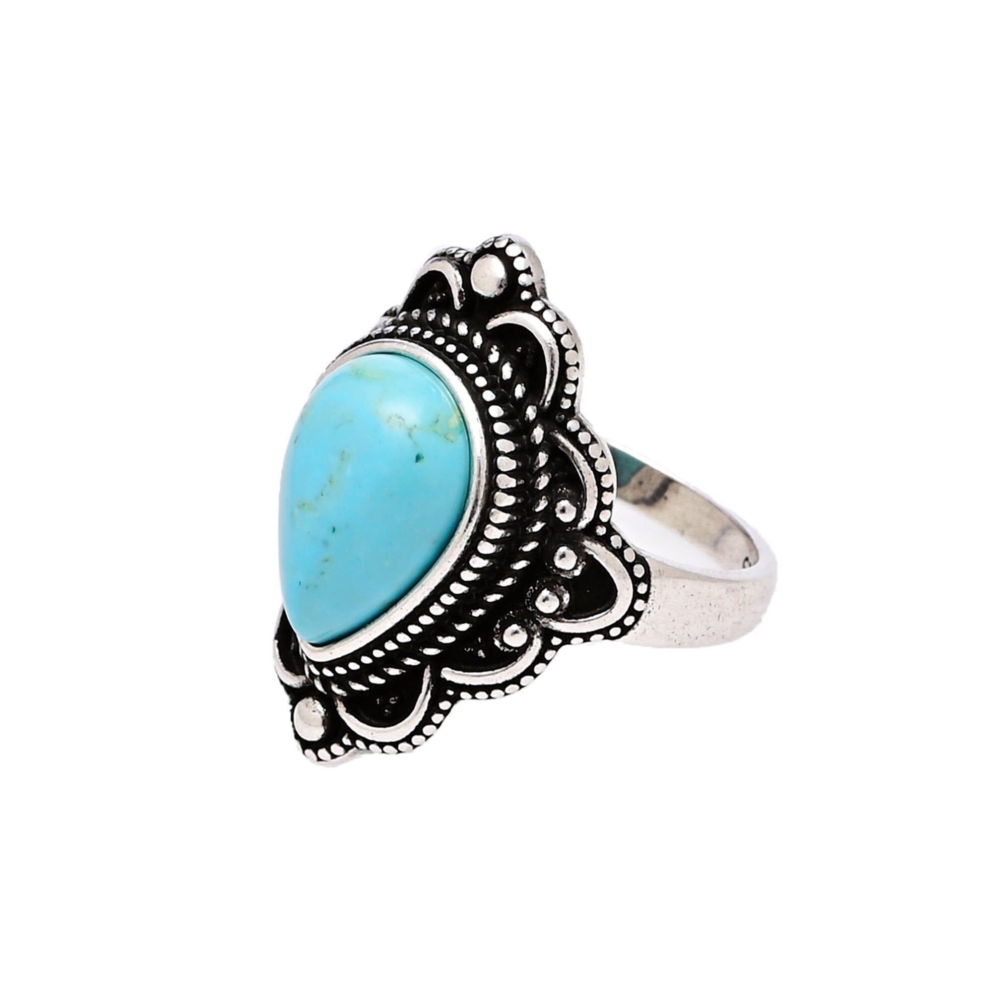 Anello "Floria" Boho Dichiarativo con Turchese