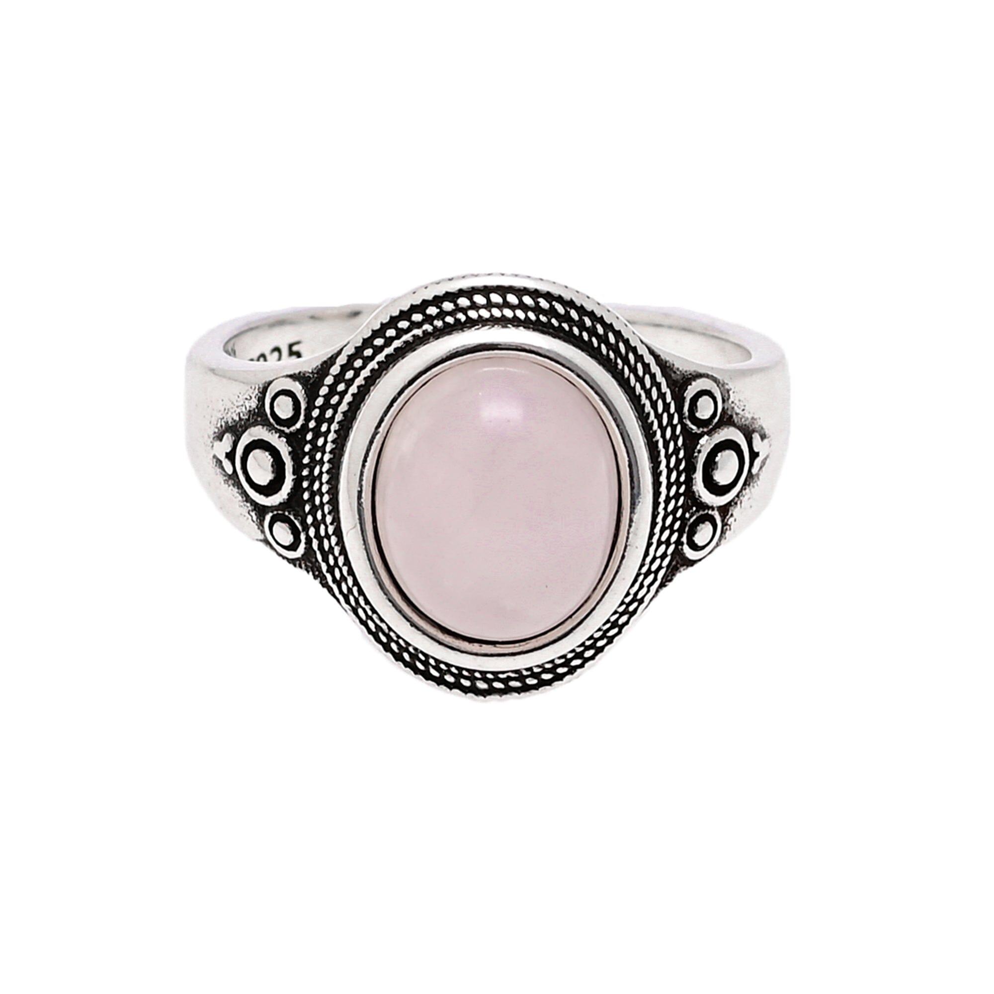 Anello Macha con Quarzo Rosa “Positività Senza Tempo”