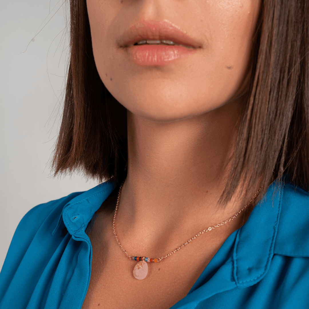 Collana "Splendore Faraonico" con Quarzo Rosa e Apatite