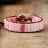 Bracciale "Boho Chic" in Pelle Rosa e Opale