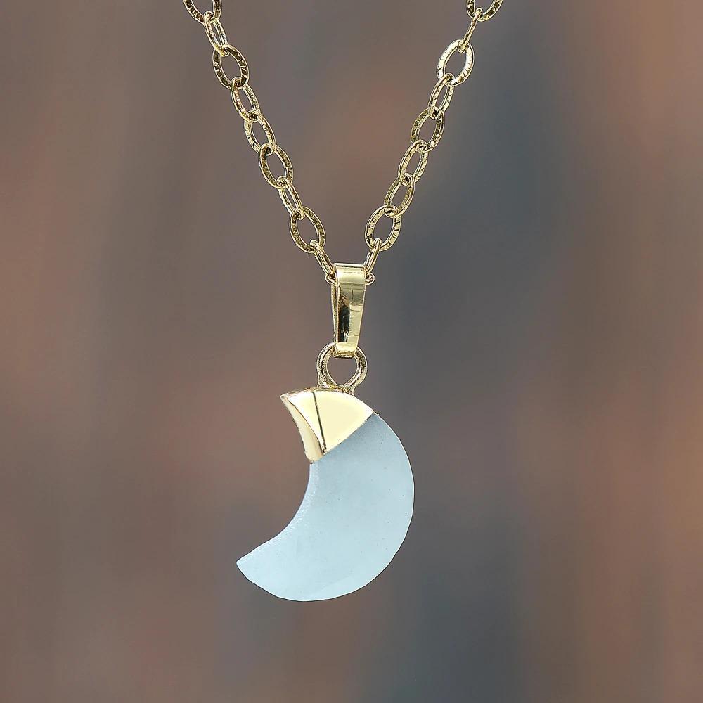 Collana Curativa "Luce Lunare" con Pendente in Pietra di Luna