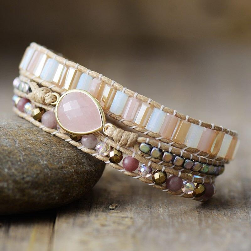 Bracciale in Quarzo Rosa e Ametista “Incanto Divino”