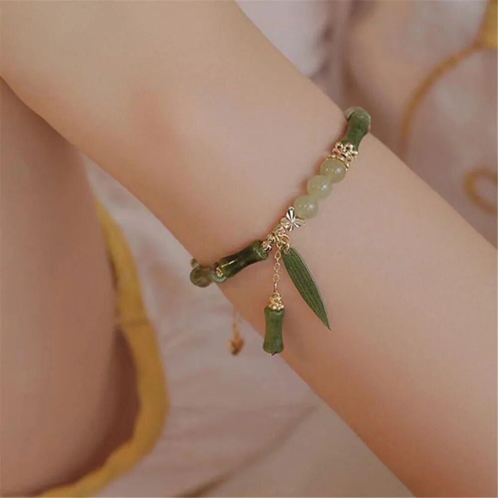 Bracciale di Giada Hetian "Oasi Verde di Bambù"