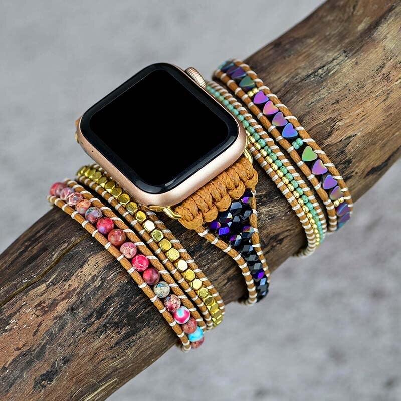 Cinturino per Apple Watch "Cuori Splendenti" con Pietre Naturali