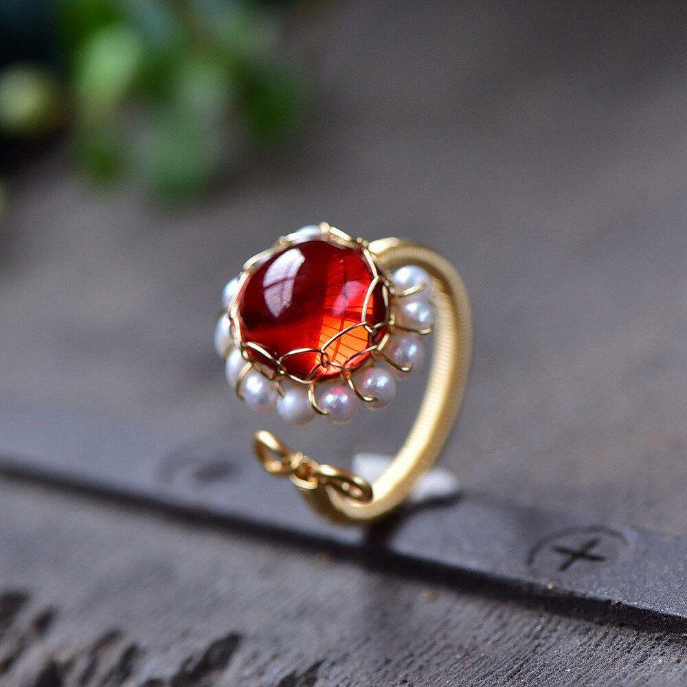 Anello "Fil Rouge" con Perle d'Acqua Dolce