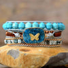 Bracciale "Farfalla dell'Augurio" in Apatite Blu e Turchese