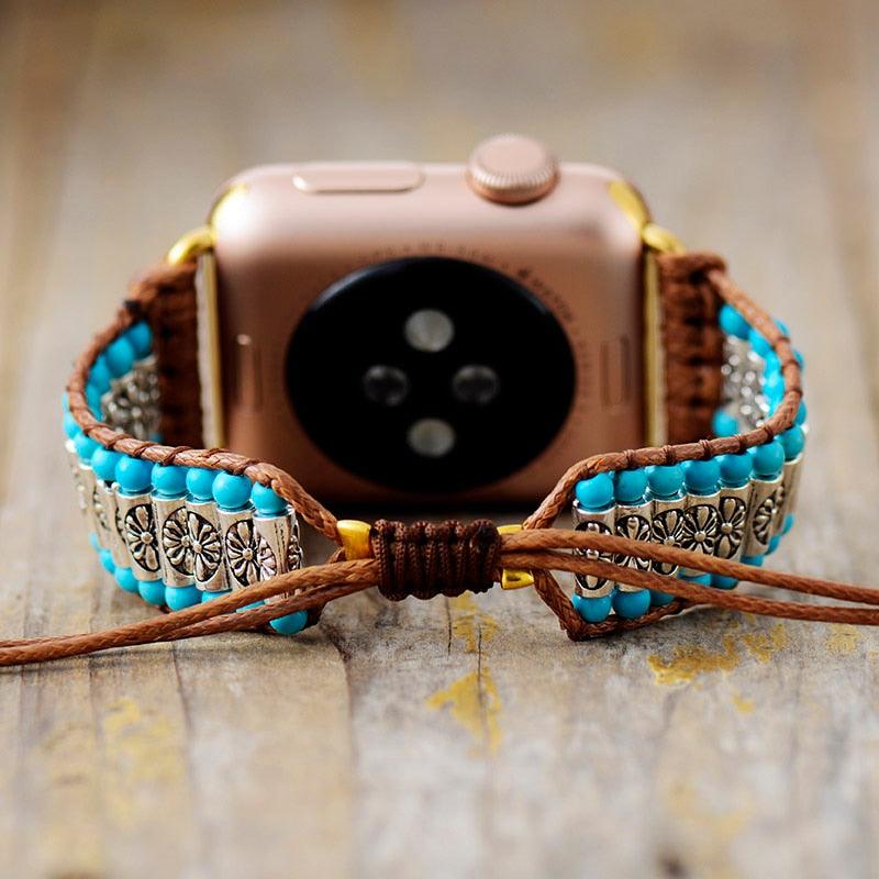 Cinturino per Apple Watch con Howlite e Turchese "Guida Spirituale"