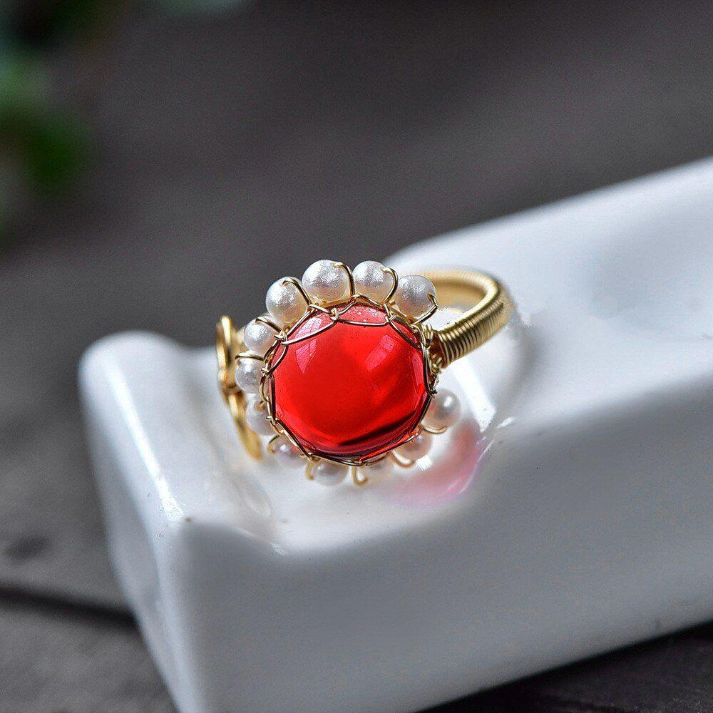 Anello "Fil Rouge" con Perle d'Acqua Dolce