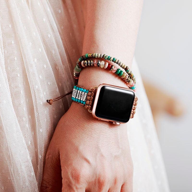 Cinturino per Apple Watch con Howlite e Turchese "Guida Spirituale"