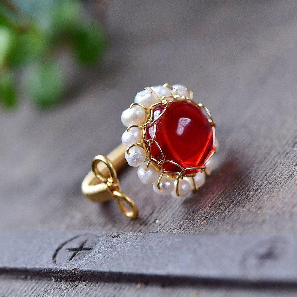 Anello "Fil Rouge" con Perle d'Acqua Dolce