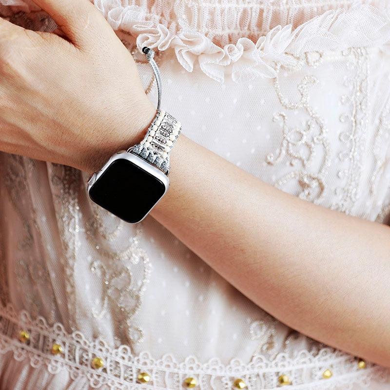 Cinturino per Apple Watch con Howlite e Turchese "Guida Spirituale"