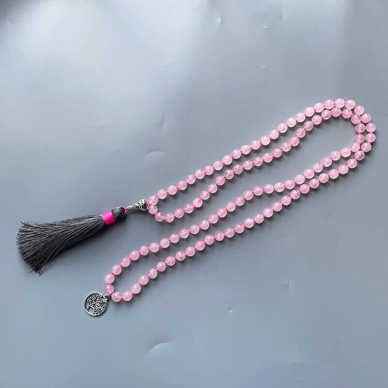 Collana Mala "Albero della Vita" in Quarzo Rosa