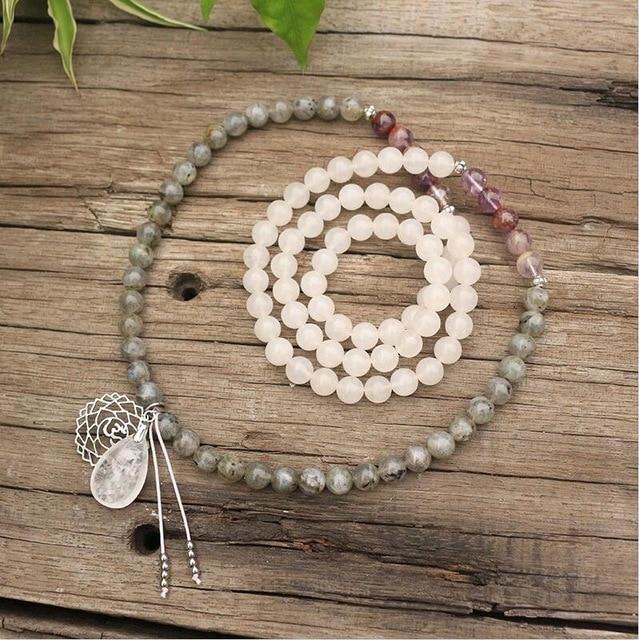 Collana Sacra Om con Labradorite e Ametista
