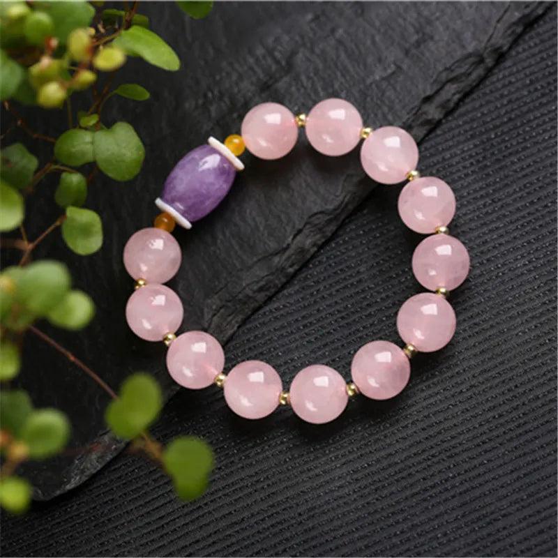 Bracciale di Quarzo Rosa e Ametista “Essenza Divina”